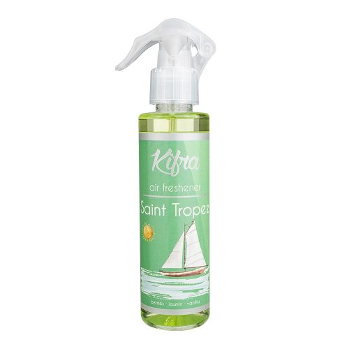 Kiffa Saint Tropez air freshener spray bottle on a white background